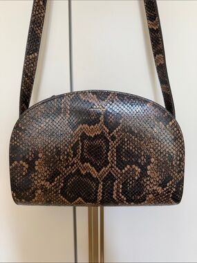 A.P.C. Python-Print Dome Crossbody Bag in Brown and Black